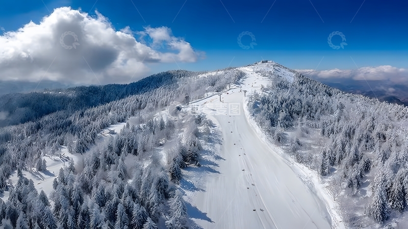 高清大图下载【趣麦麦图】雪山公路冬日风光航拍图