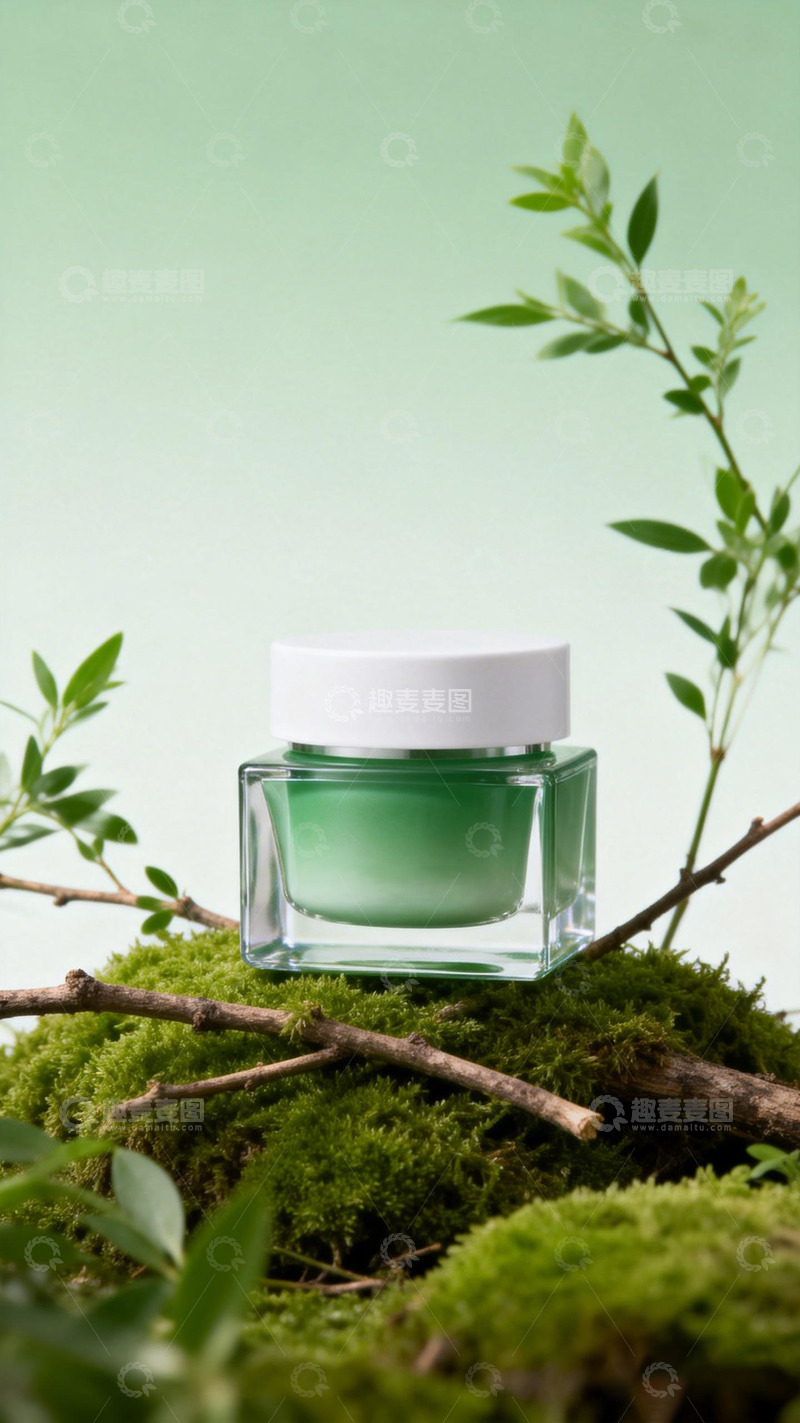 高清大图下载【趣麦麦图】绿色自然护肤瓶摄影