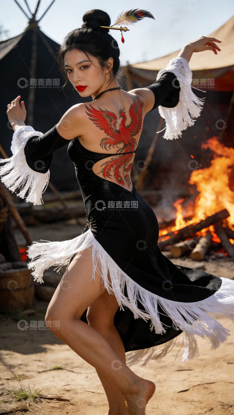 高清大图下载【趣麦麦图】火纹舞女古风摄影