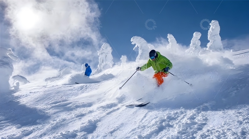 高清大图下载【趣麦麦图】滑雪运动雪景动感摄影