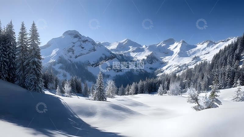 高清大图下载【趣麦麦图】雪山风光壮丽景色摄影图