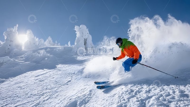 高清大图下载【趣麦麦图】雪山滑雪动感瞬间