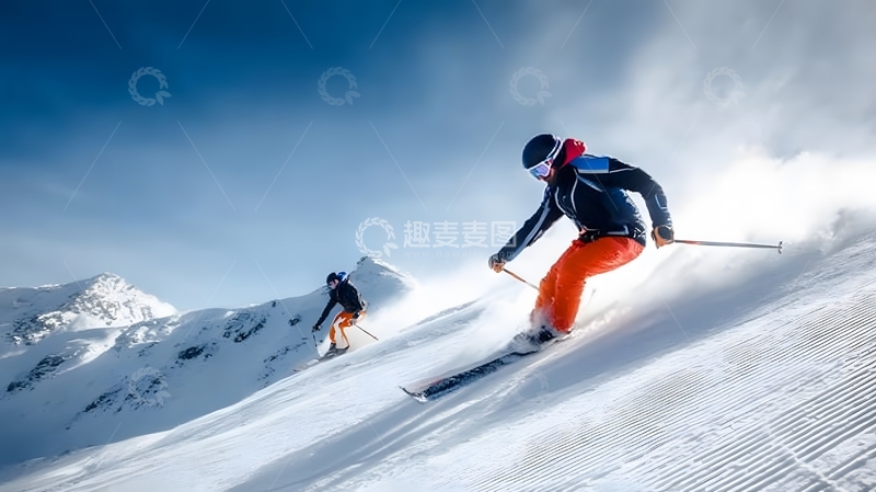 高清大图下载【趣麦麦图】雪山滑雪运动风景摄影