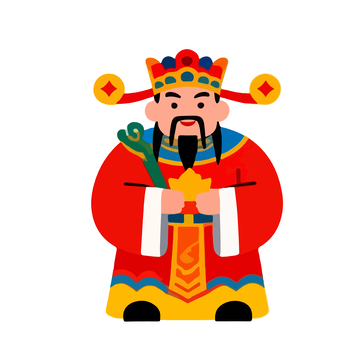 卡通财神爷新年祝福矢量插画