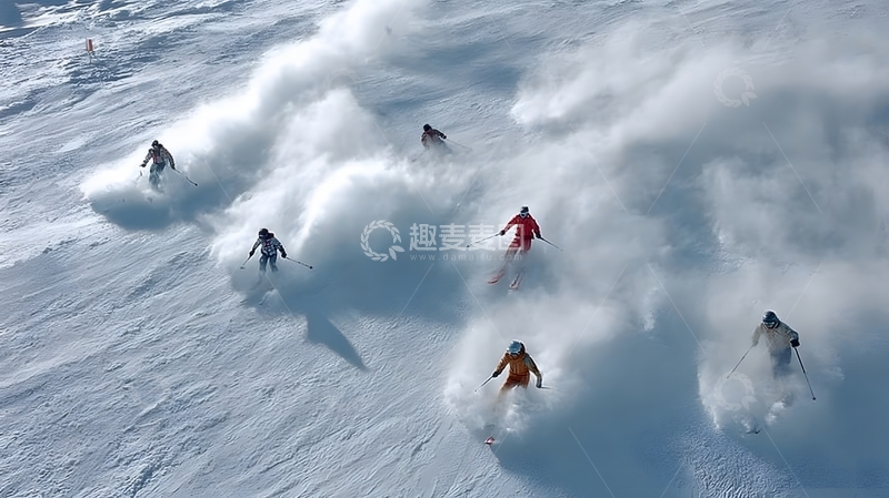 高清大图下载【趣麦麦图】滑雪者雪山驰骋运动摄影