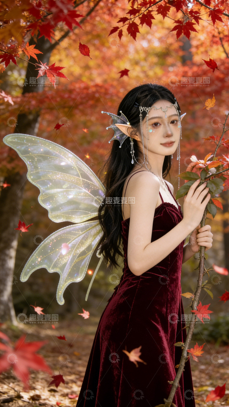 高清大图下载【趣麦麦图】仙境精灵秋叶写真