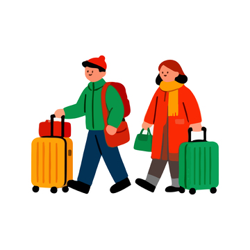 卡通旅行人物行李插画设计元素