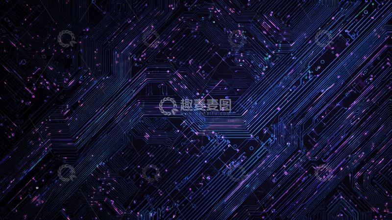 高清大图下载【趣麦麦图】数码脉络间的蓝紫光轨星点