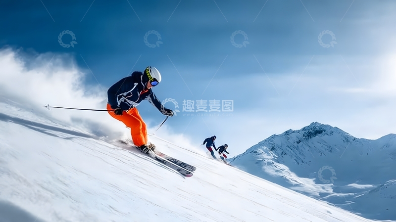 高清大图下载【趣麦麦图】滑雪运动雪山风景摄影图片