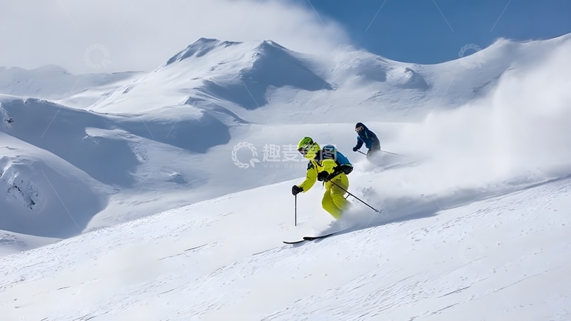 高清大图下载【趣麦麦图】雪山滑雪运动风景摄影