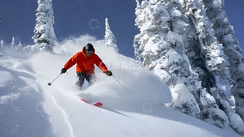 高清大图下载【趣麦麦图】雪地滑雪动感瞬间