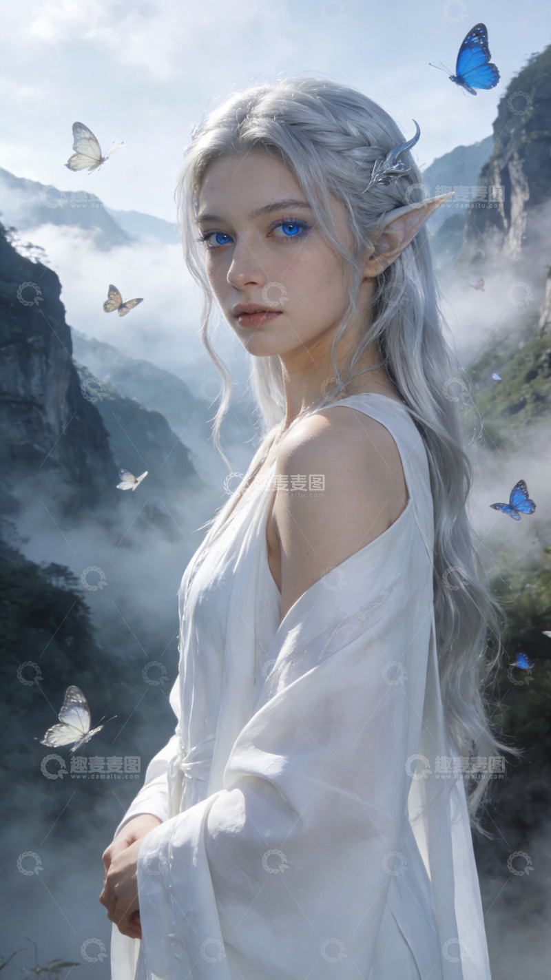 高清大图下载【趣麦麦图】仙境精灵白裙幻想人像