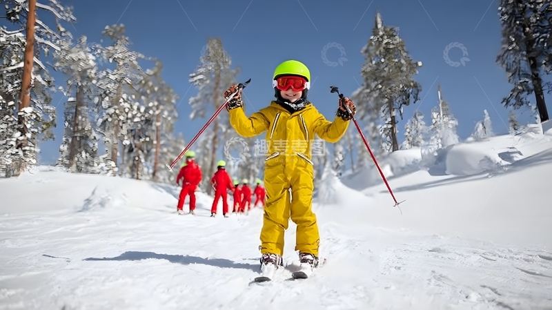 高清大图下载【趣麦麦图】滑雪少年雪景活动