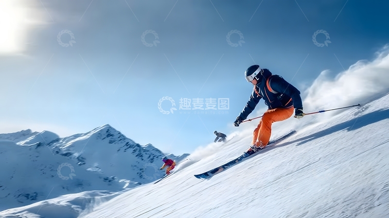 高清大图下载【趣麦麦图】雪山滑雪运动风光摄影图