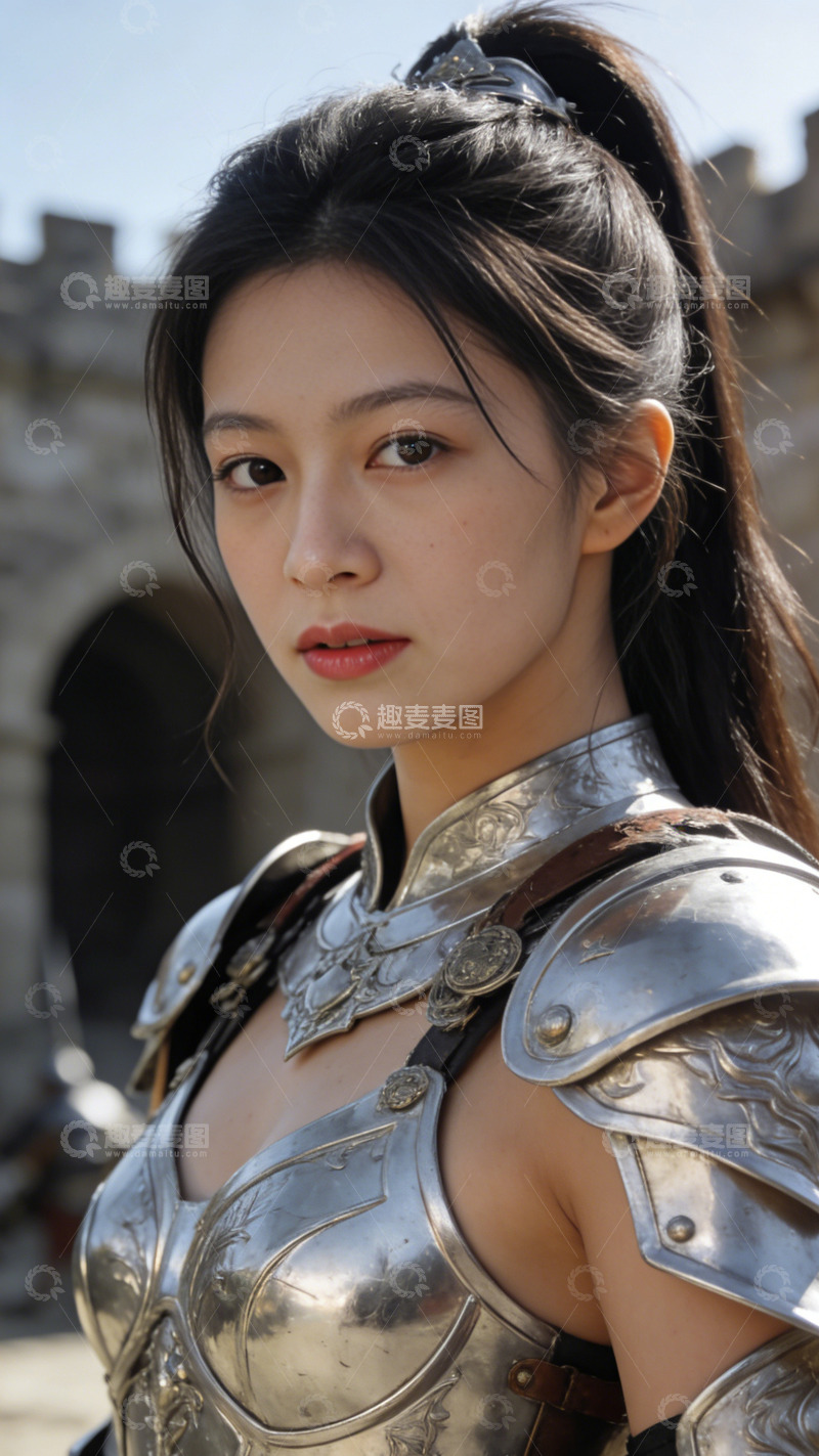 高清大图下载【趣麦麦图】古堡女战士金属铠甲写真
