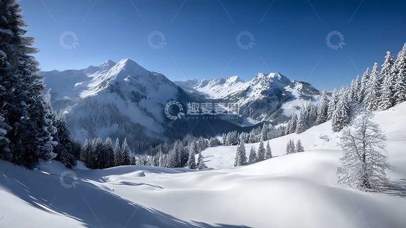 高清大图下载【趣麦麦图】雪山风光壮丽雪景摄影
