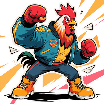 卡通鸡武士动漫形象插画设计素材