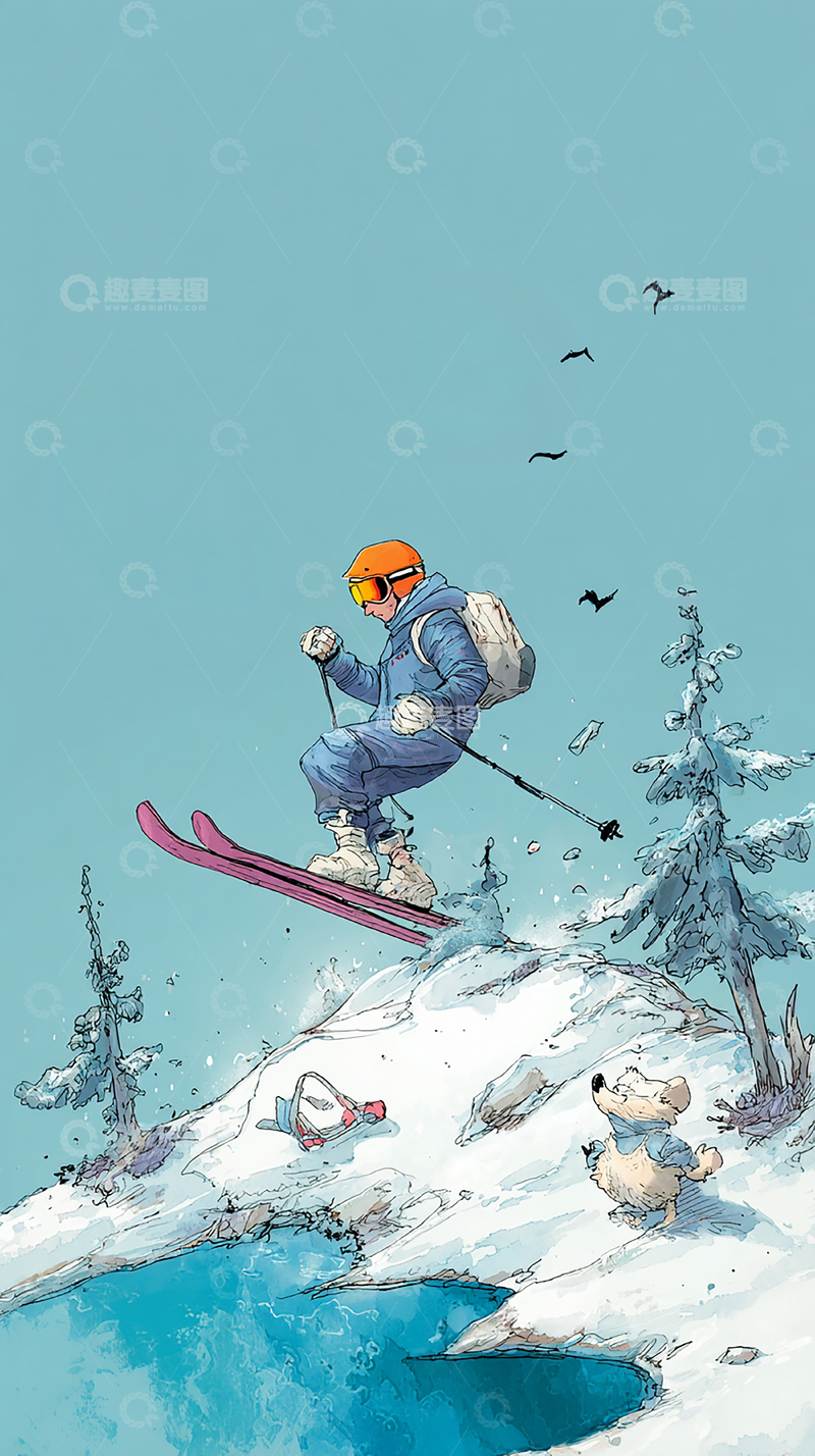 高清大图下载【趣麦麦图】极限滑雪挑战
