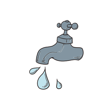 卡通风格滴水的水龙头插画