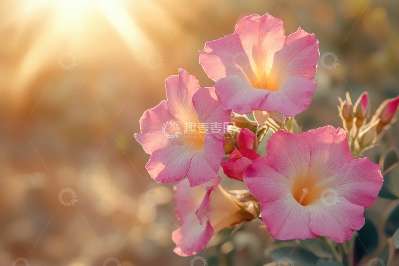 高清大图下载【趣麦麦图】粉色的喇叭花特写