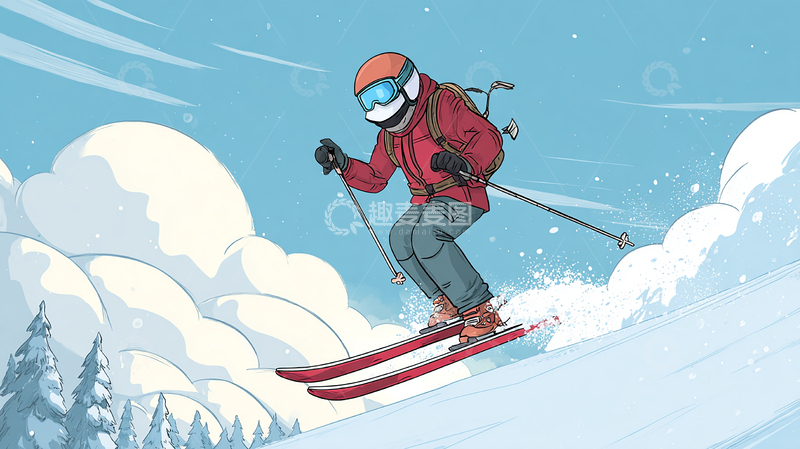高清大图下载【趣麦麦图】极限运动滑雪者