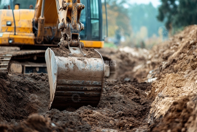 高清大图下载【趣麦麦图】-挖掘机在挖土