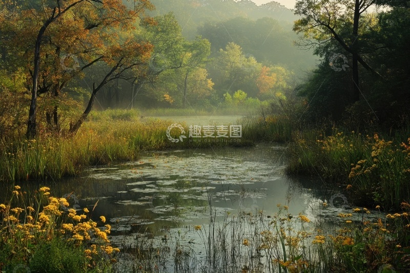 高清大图下载【趣麦麦图】森林河流沼泽地