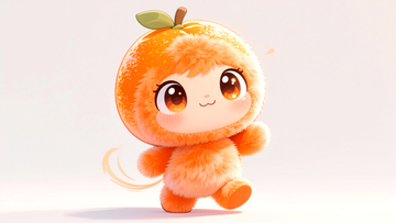 可爱的毛绒橘子
