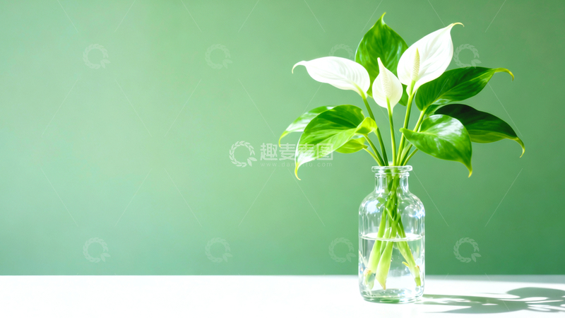 高清大图下载【趣麦麦图】-护眼治愈的白掌