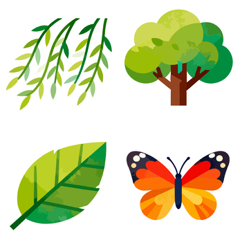 卡通风自然元素插画