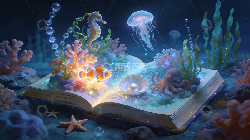 高清大图下载【趣麦麦图】深海书本里的珊瑚秘境