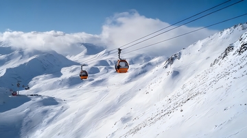 雪山缆车风光摄影