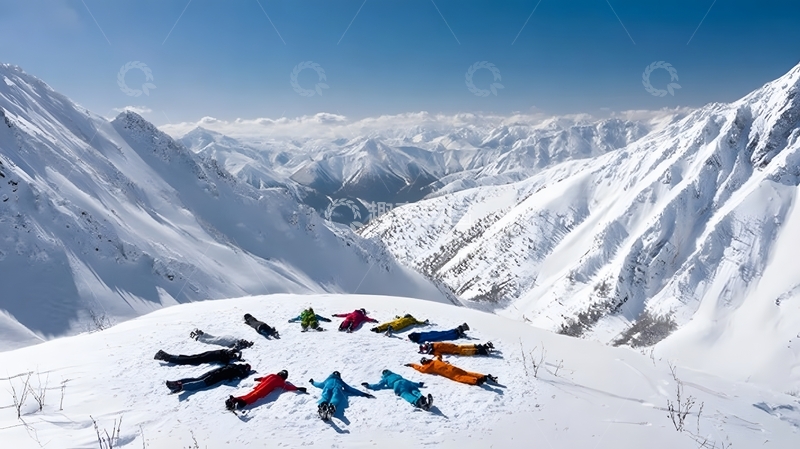 高清大图下载【趣麦麦图】雪山户外休闲活动