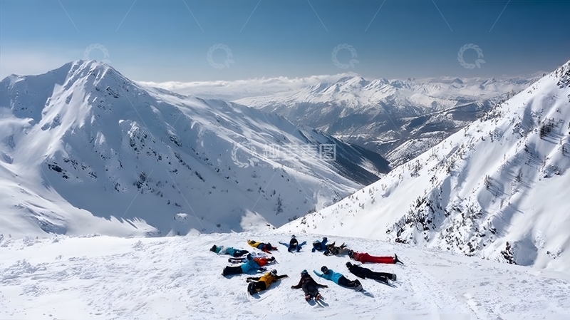 高清大图下载【趣麦麦图】雪山风光滑雪装备雪景