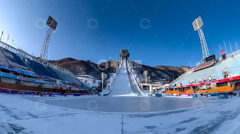 高清大图下载【趣麦麦图】滑雪跳台雪景场馆全景