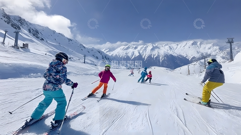 高清大图下载【趣麦麦图】雪山滑雪者运动风景