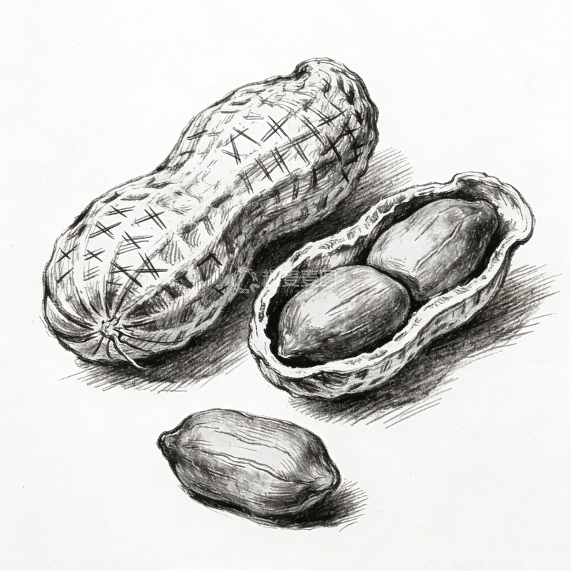 高清大图下载【趣麦麦图】花生米素描图