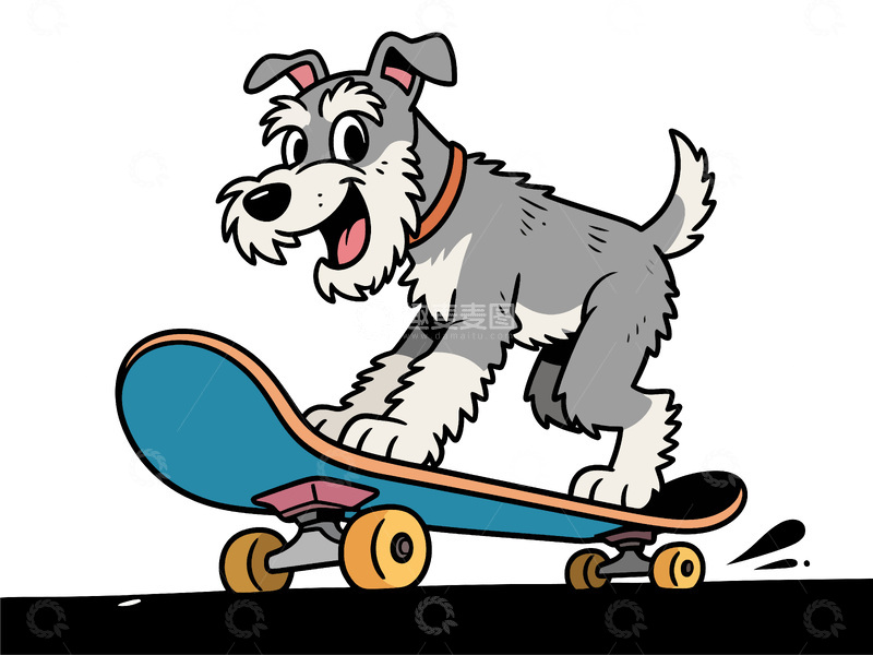 源文件下载【趣麦麦图】卡通狗滑板运动矢量图