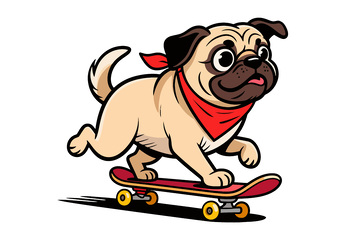 卡通巴哥犬滑滑板