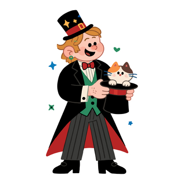 卡通魔术师表演插图