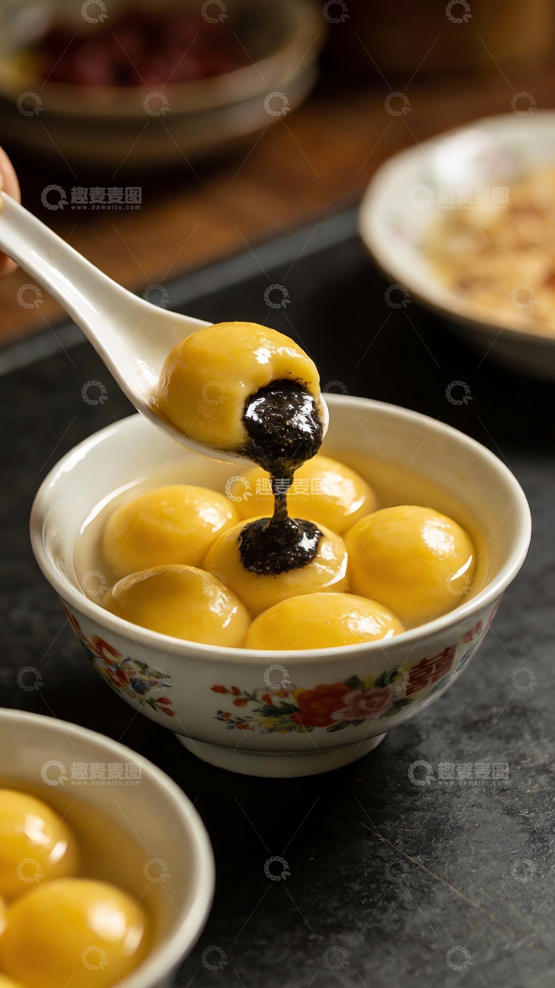 源文件下载【趣麦麦图】芝麻馅黄米汤圆2