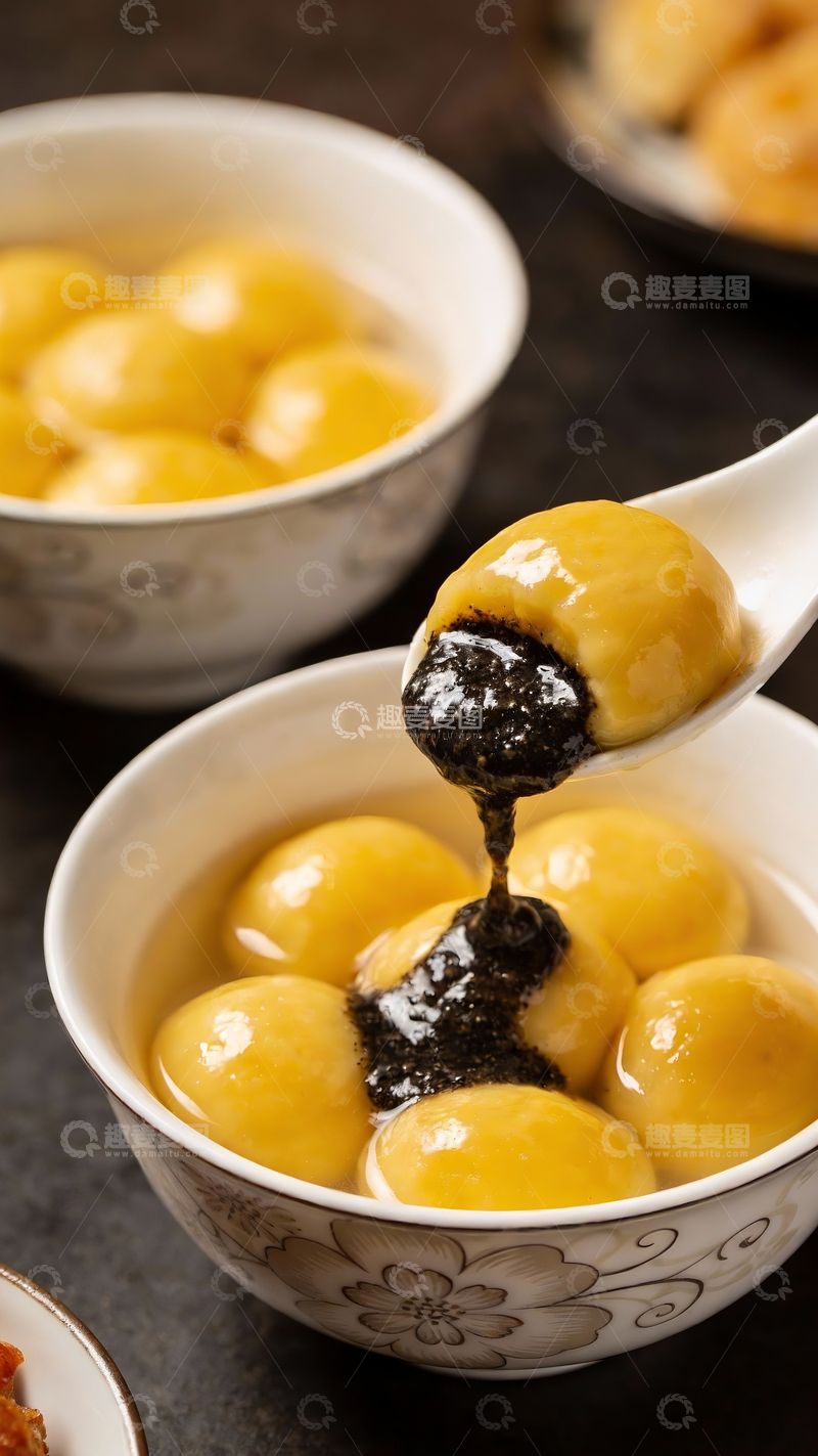 源文件下载【趣麦麦图】芝麻馅黄米汤圆3