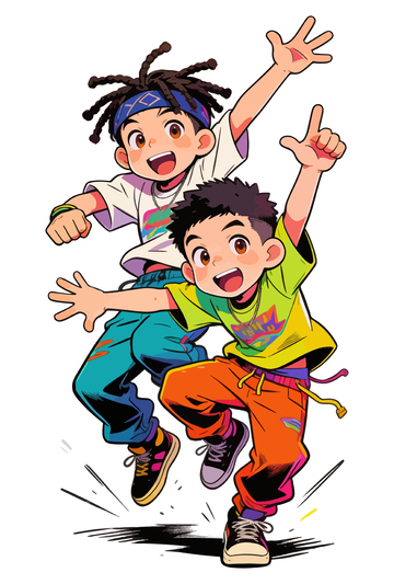 卡通街舞少年跳跃插画