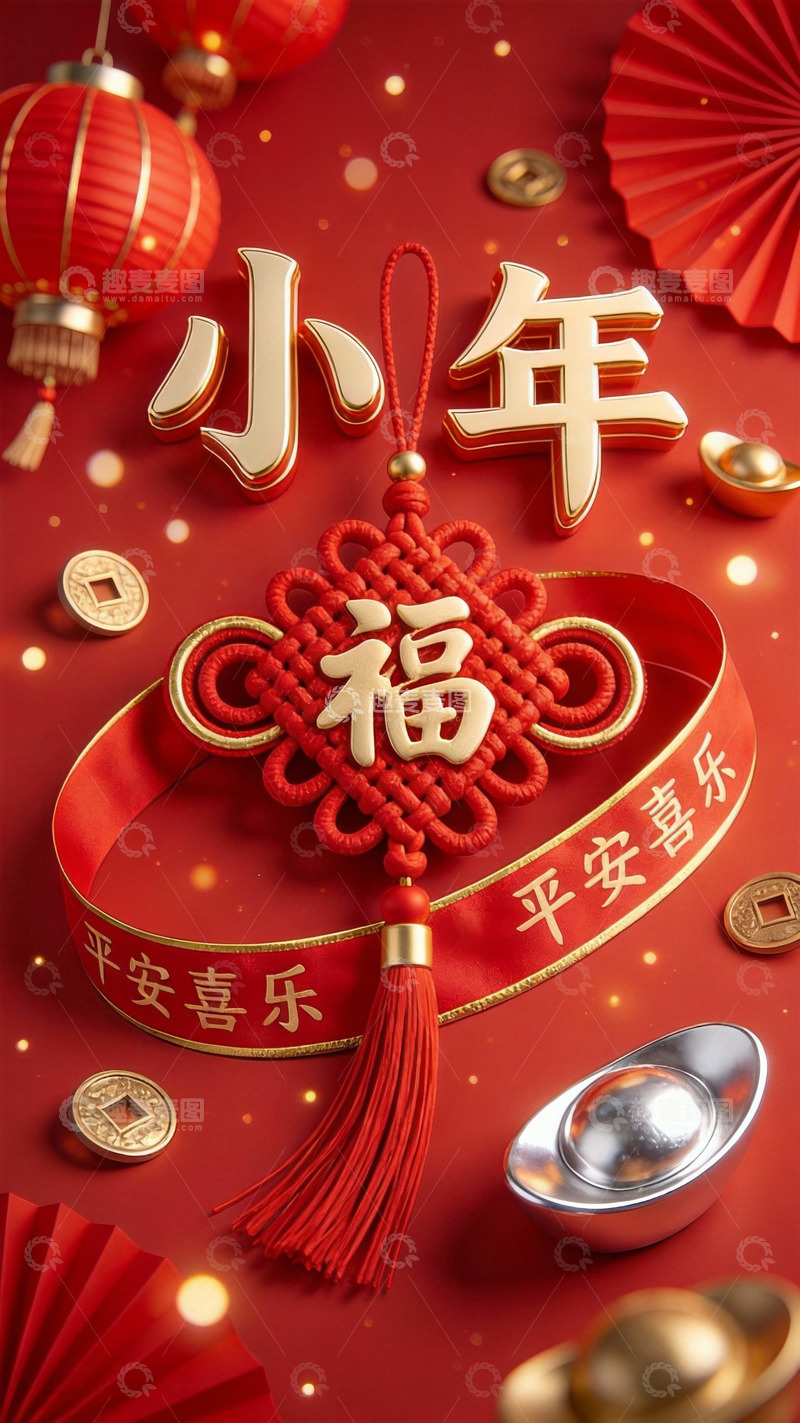 高清大图下载【趣麦麦图】小年福字海报