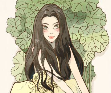 荷塘边的女人