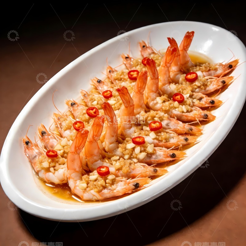 高清大图下载【趣麦麦图】蒜蓉开边虾美食