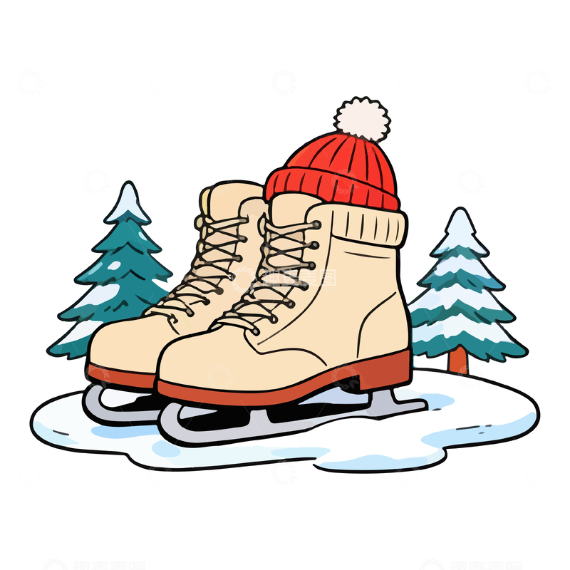 源文件下载【趣麦麦图】冬季滑冰鞋插画素材