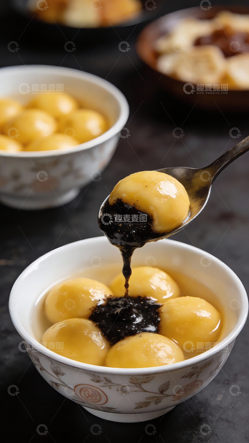 源文件下载【趣麦麦图】芝麻馅黄米汤圆1