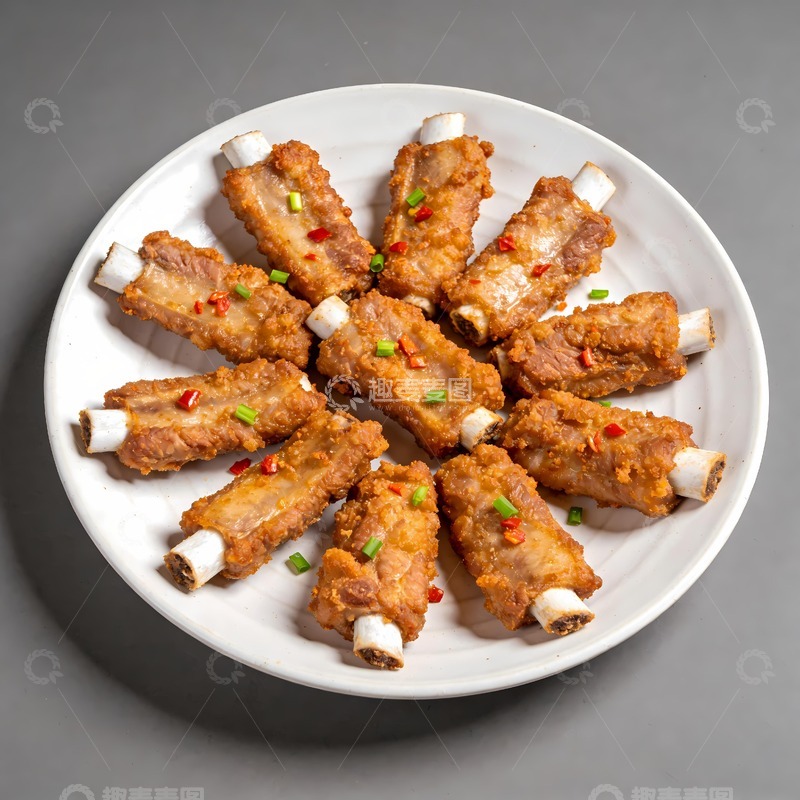 高清大图下载【趣麦麦图】蒜香骨椒盐排骨 