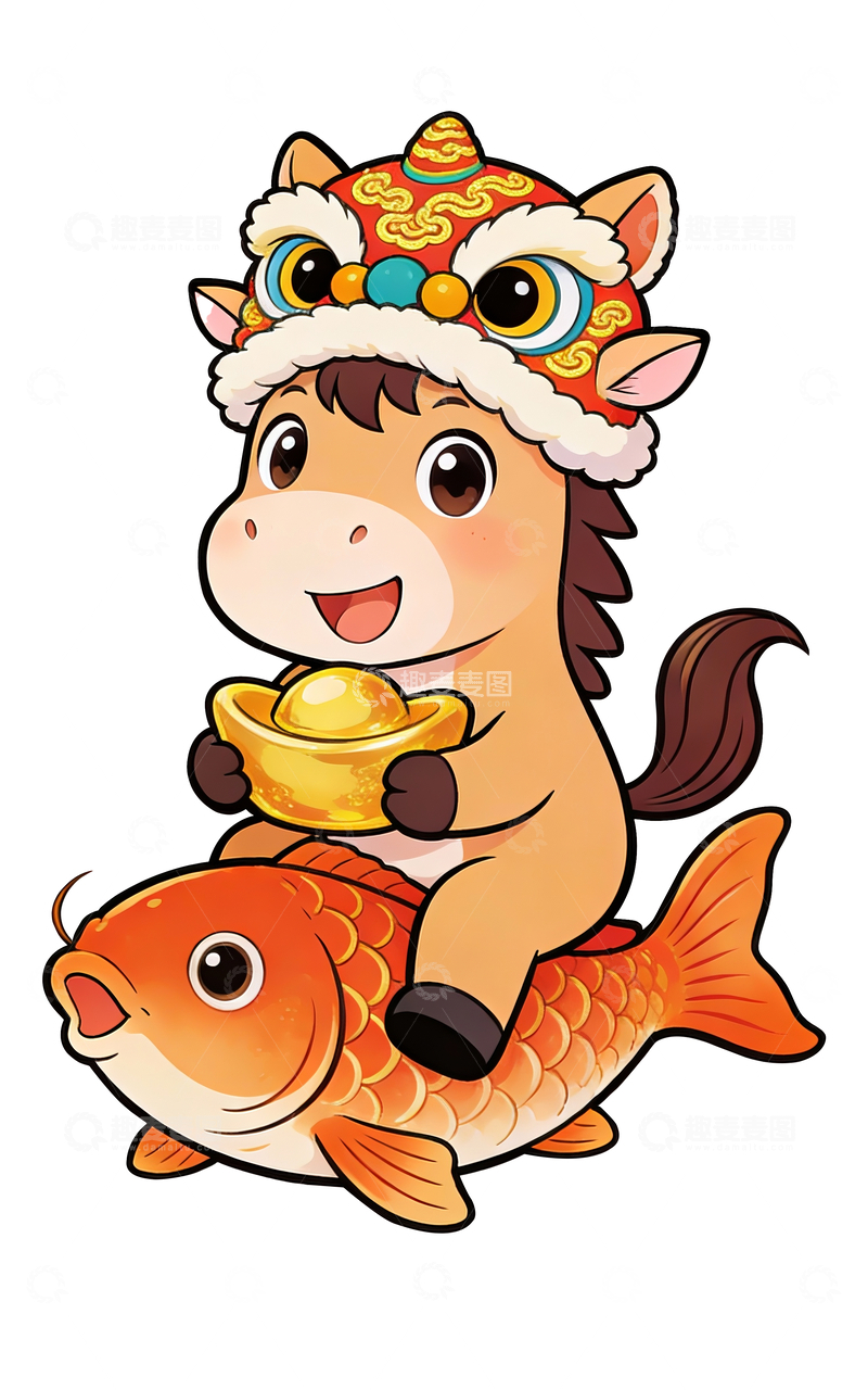 源文件下载【趣麦麦图】骑在鲤鱼上的小马4